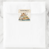 Editable Tiger and Books Buchzeichen Sticker (Tasche)