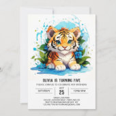 Editable Tiger Boy Birthday Einladung (Vorderseite)