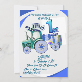 Editable Tractor Birthday Einladung, Green Tracto Einladung