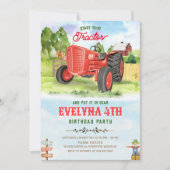 Editable Tractor Birthday Einladung Party (Vorderseite)