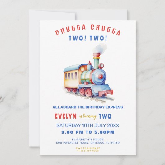 Editable Train Adventure Birthday Einladung (Vorderseite)
