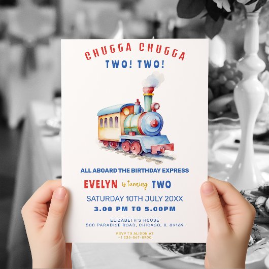 Editable Train Adventure Birthday Einladung