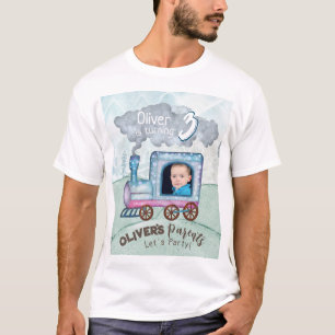 Editable Train Birthday thematisch T-Shirt