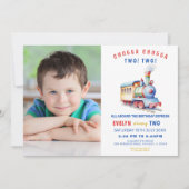 Editable Train Foto Birthday Einladung (Vorderseite)