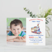 Editable Train Foto Birthday Einladung (Stehend Vorderseite)