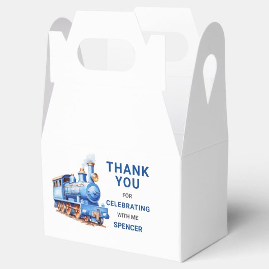 Editable Train Gable Box/Favor Box Train Adventure Geschenkschachtel (Geöffnet)