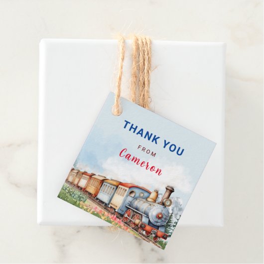 Editable Train Square Danke Tag Geschenkanhänger (Beispiel)
