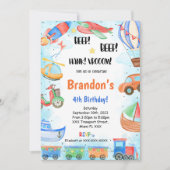 Editable Transportation Birthday Party Einladung (Vorderseite)