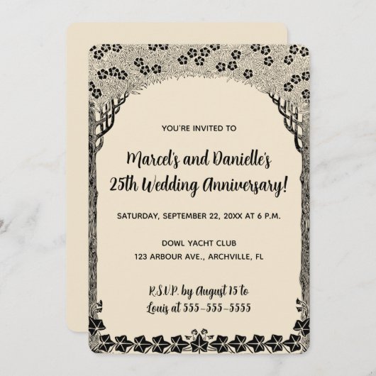 Editable Tree Archway Jubiläum Einladung (Vorne/Hinten)