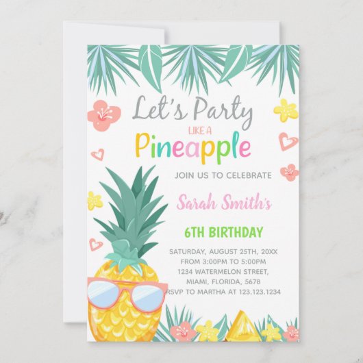 Editable Tropical Summer Printable Einladung (Vorderseite)