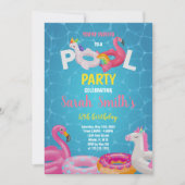 Editable Tropical Summer Swim Party laden Einladung (Vorderseite)