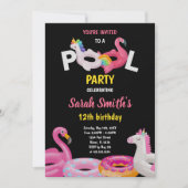 Editable Tropical Summer Swim Party laden Einladung (Vorderseite)