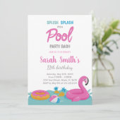 Editable Tropical Summer Swim Party laden Einladung (Stehend Vorderseite)