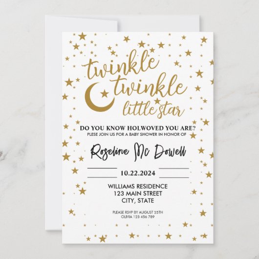 EDITABLE Twinkle Twinkle Little Star, Boy Dusche, Einladung (Vorderseite)