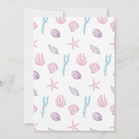 Editable Two The Sea Mermaid Tail Invite Girl Glit Einladung (Rückseite)