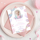 Editable Two The Sea Mermaid Tail Invite Girl Glit Einladung