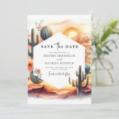Editable Typografie Cactus Wedding Save The Date (Stehend Vorderseite)