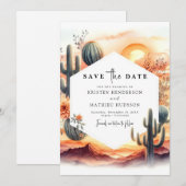Editable Typografie Cactus Wedding Save The Date (Vorne/Hinten)