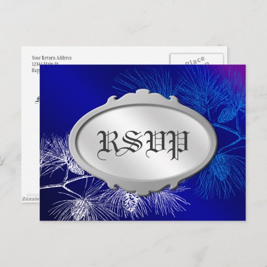 Editable UAWG Holiday Blue White Pine Postkarte (Vorne/Hinten)