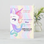 Editable Unicorn Birthday Einladung (Stehend Vorderseite)