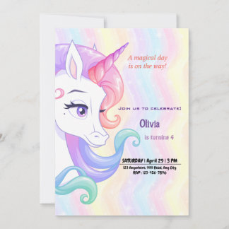 Editable Unicorn Birthday Einladung