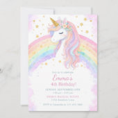 Editable Unicorn Birthday Invitation | Pastel Rain Einladung (Vorderseite)