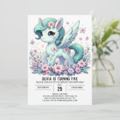 Editable Unicorn Digital Geburtstag Einladung (Stehend Vorderseite)