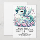Editable Unicorn Digital Geburtstag Einladung (Vorne/Hinten)