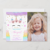 Editable Unicorn Foto Einladung (Vorderseite)