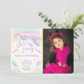 Editable Unicorn Foto Einladung (Stehend Vorderseite)