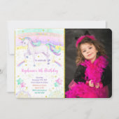 Editable Unicorn Foto Einladung (Vorderseite)