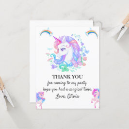 Editable Unicorn Geburtstagsparty Danke Karte