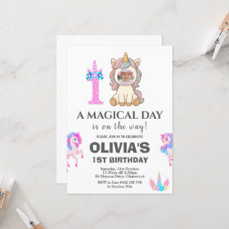 Editable Unicorn Geburtstagsparty Einladung