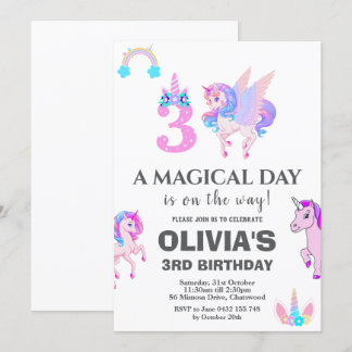 Editable Unicorn Geburtstagsparty Einladung