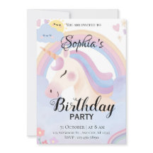Editable Unicorn Geburtstagsparty Einladung