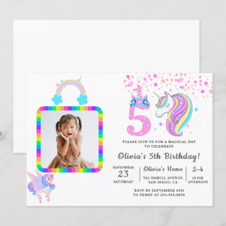 Editable Unicorn Geburtstagsparty Einladung