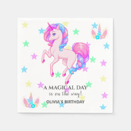 Editable Unicorn Geburtstagsparty Paper Napkin Serviette