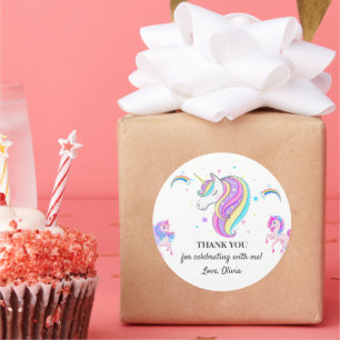 Editable Unicorn Geburtstagsparty Runder Aufkleber