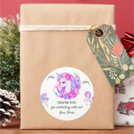 Editable Unicorn Geburtstagsparty Runder Aufkleber