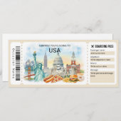 Editable USA Trip Boarding Pass Ticket Einladung (Vorne/Hinten)
