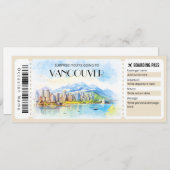Editable Vancouver Canada Flugzeug Boarding Pass Einladung (Vorne/Hinten)