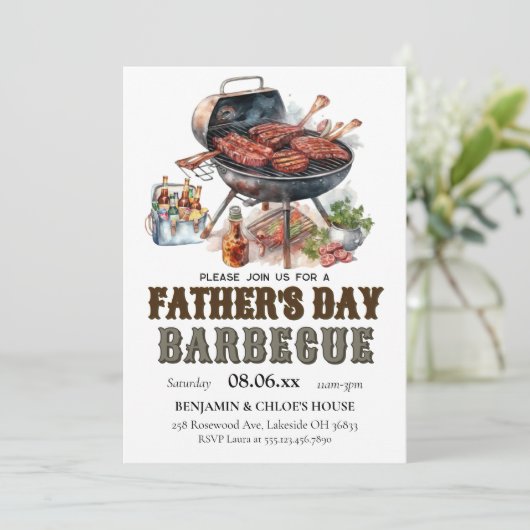 Editable Vatertag GRILLEN Einladung (Stehend Vorderseite)