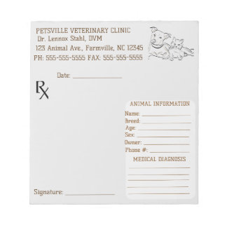 Editable Veterinary Dog and Cat Prescription  Notizblock