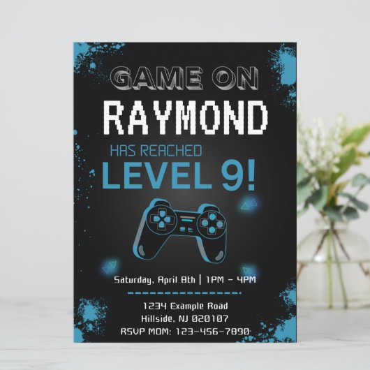 Editable Video Game Birthday Einladung (Stehend Vorderseite)