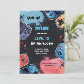 Editable Video Game Birthday Einladung Vorlage (Stehend Vorderseite)