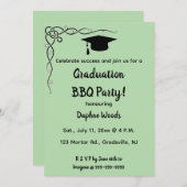 Editable Vines Blätter und Mortarboard Cap Grad GR Einladung (Vorne/Hinten)