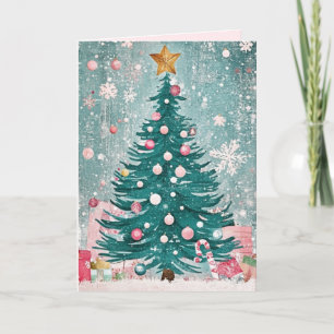 EDITABLE Vintag Pink Christmas Card Feiertagskarte