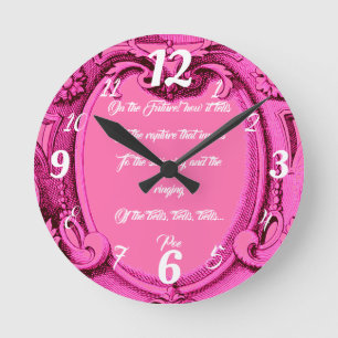 Editable Vintage Frame Pink Wall Clock Runde Wanduhr