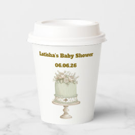 Editable Vintage Neutral Baby Shower  Pappbecher