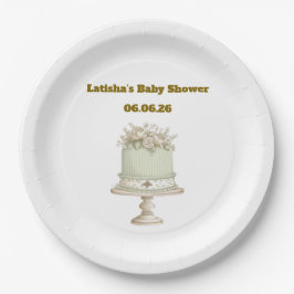Editable Vintage Neutral Baby Shower  Pappteller